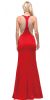Embellished Mesh Accent Racerback Long Evening Prom Dress back in Red